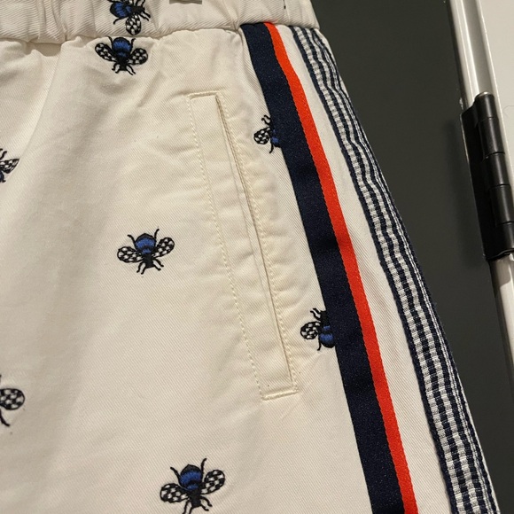 Anthropologie White Drawstring Pants with Embroidered Bees Size L Gently Worn - Picture 5 of 8